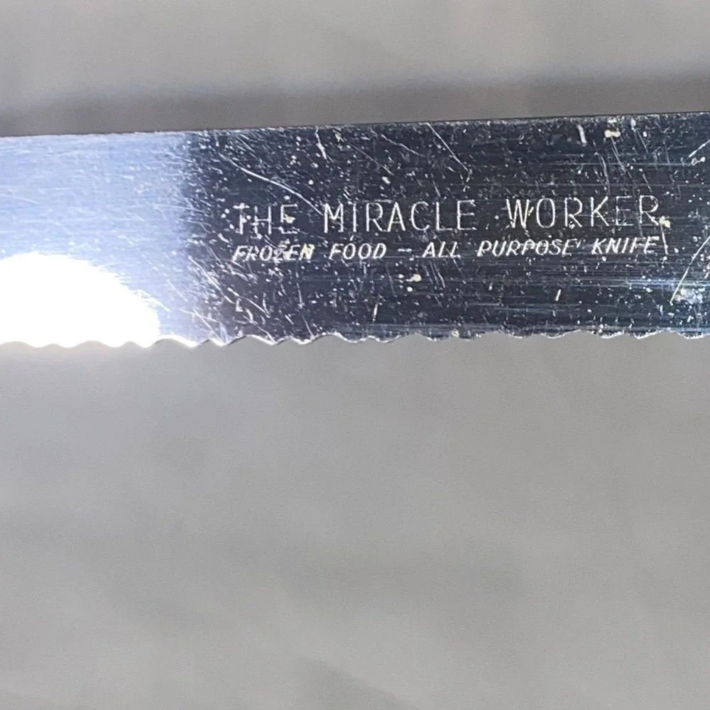 Vintage 1960s Miracle Worker Frozen Food Knife‎ Carved Floral Handle MCM